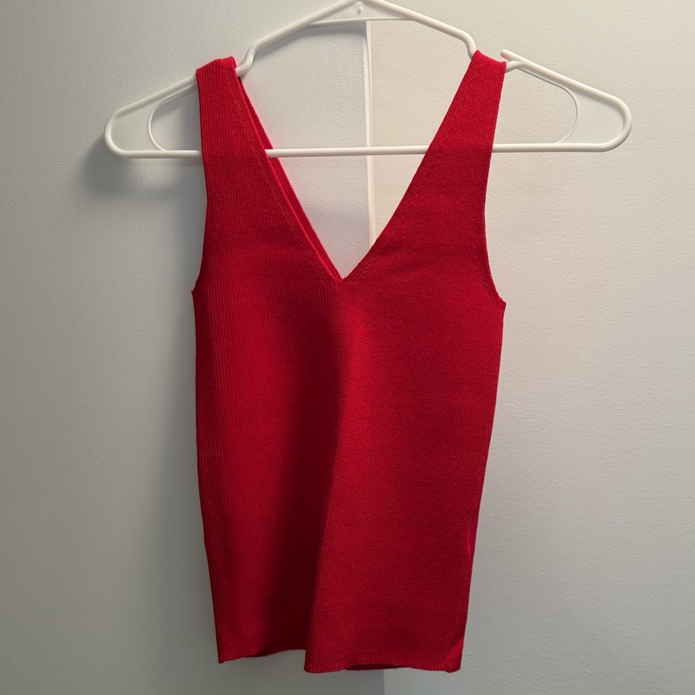 Red knit top